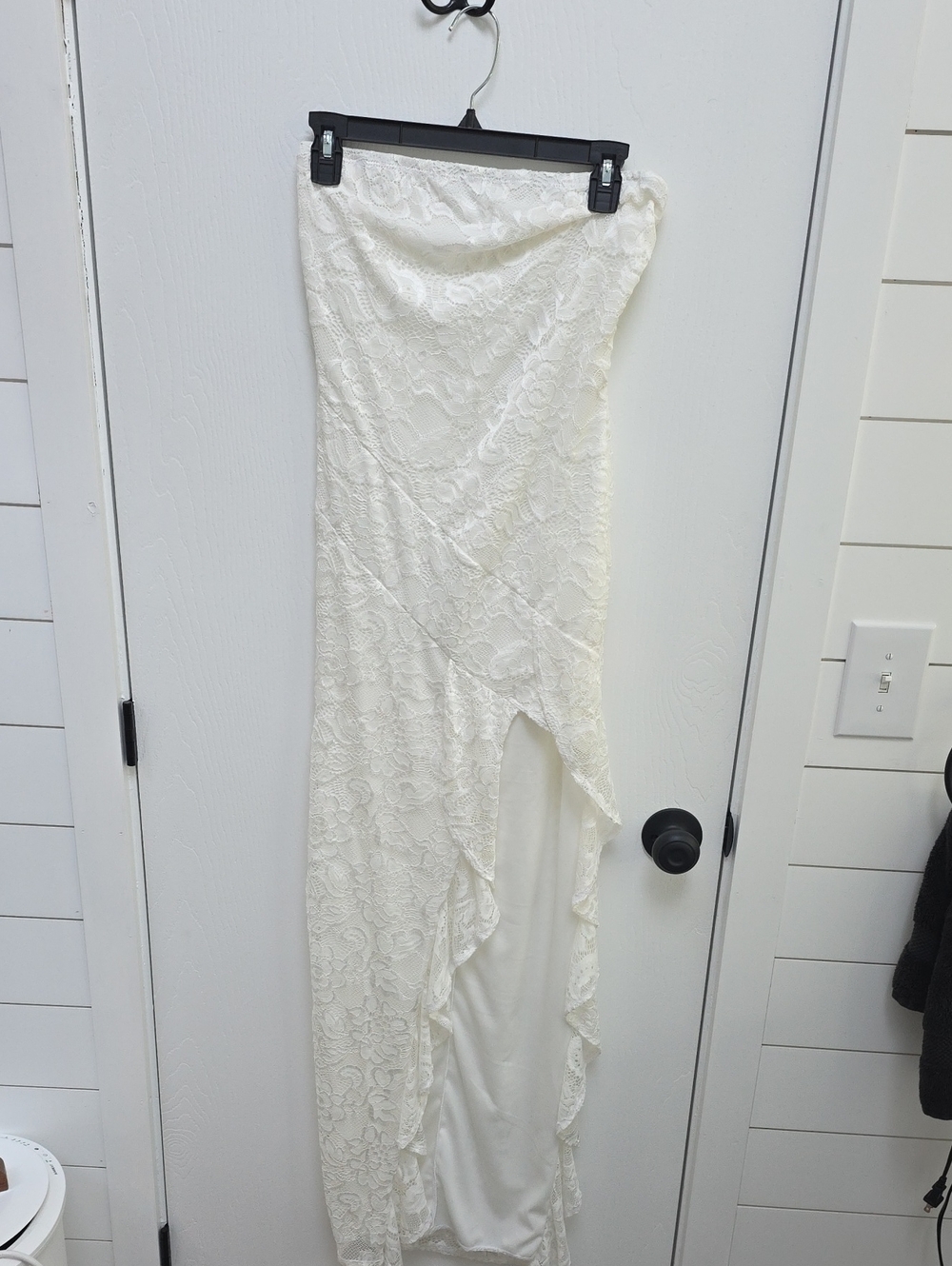 12th Tribe Ivory Lace High-Low Maxi Skirt
